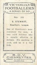 1933 Godfrey Phillips Victorian Footballers (A Series of 50) #30 Stuart Stewart Back